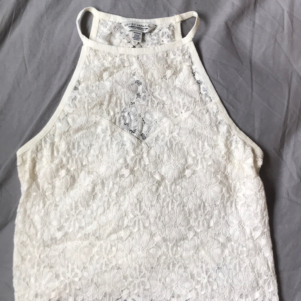 High neck lace AEO crop top